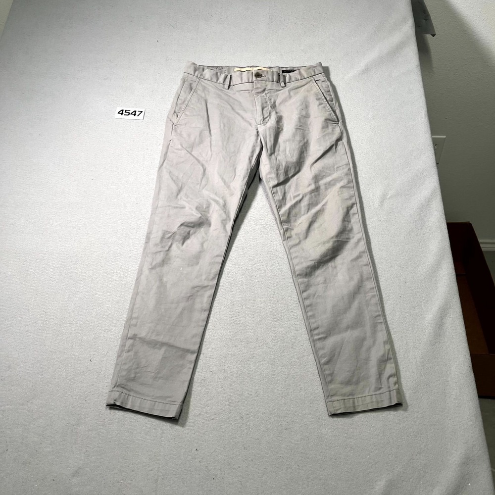 Banana Republic Lived In Chino Pant Men 30x30 Gray Stretch Skinny Fit Flat Front